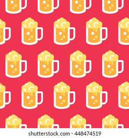 Seamless Beer Glass Pattern Vector
