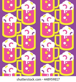 Seamless Beer Glass Pattern Vector