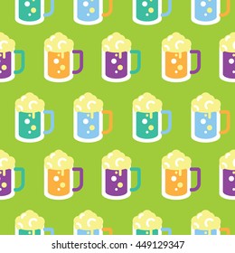 Seamless Beer Glass Pattern Vector