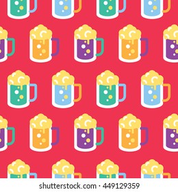 Seamless Beer Glass Pattern Vector