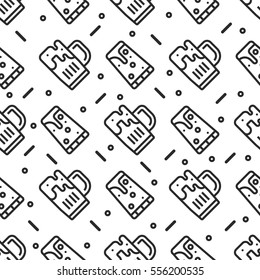 Seamless beer pattern. Oktoberfest background. Saint Patrick design.