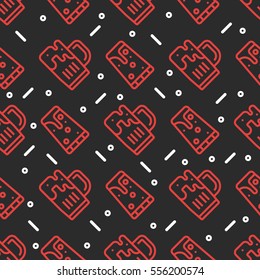 Seamless beer pattern. Oktoberfest background. Saint Patrick design.