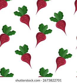 Seamless beet pattern on white background