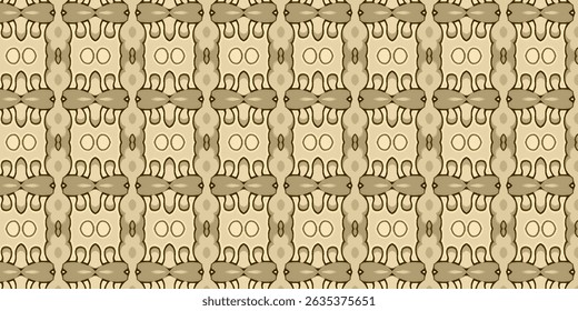 Seamless Beige Abstract Fish Pattern – Tribal Style Background Design