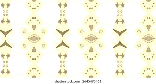 Patrón abstracto beige sin fisuras con Formas orgánicas e íconos simétricos, perfecto para textiles y fondos modernos.
