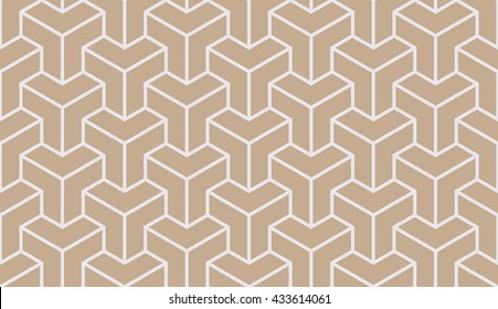 Seamless beige asian trilateral pattern vector