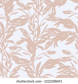 Fondo beige sin foco con hojas de oliva. Ideal para imprimir sobre tela o papel. 