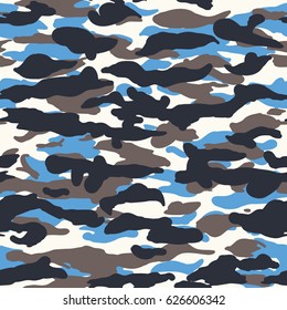 Seamless beige blue and black wide stripes fashion camouflage pattern vector