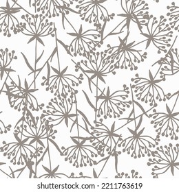 Seamless beige brown botanical pattern. Digitally hand painting floral background. Modern leaves design for fabric, wallpaper, surface.