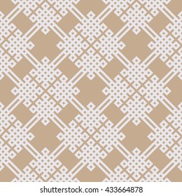 Seamless beige celtic knots medieval classical textile pattern vector