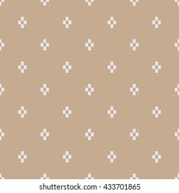 Seamless beige classic textile pixel rhombus pattern vector