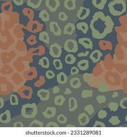 Seamless Beige Creative Beauty Jungle Surface Texture. Khaki Repeated Fashion Retro Leopard, Seamless Illustration Art. Continuous Camouflage Animal Watercolor Print.