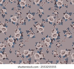 Seamless Beige Floral Design with Classic Rose Motifs for clothing design and other work