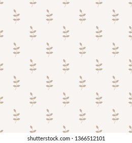 Seamless beige floral pattern. Light beige pattern with repeating branches and leaves