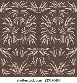 seamless beige floral pattern on brown background 