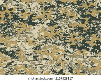 Seamless Beige Graphic Vector Combat Backdrop.  Dark Repeated Grunge Graphic Military Texture. Green Seamless Color Graphic Commando Art. Repeated Brown Vector Camouflage Textile. 