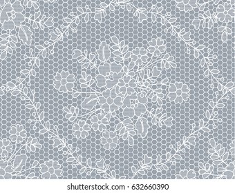 Seamless beige and gray lace background with floral pattern