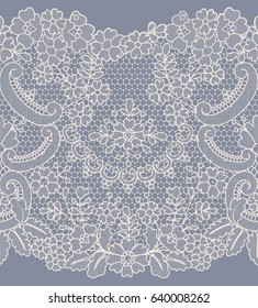 Seamless beige and gray lace background with floral pattern