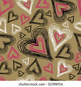 Seamless beige heart background