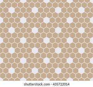 Seamless beige hexagon honeycomb tile pattern vector
