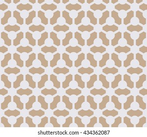 Seamless beige isometric knotted grid molecular tile pattern vector
