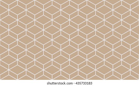 Seamless beige isometric parallelepiped pattern vector