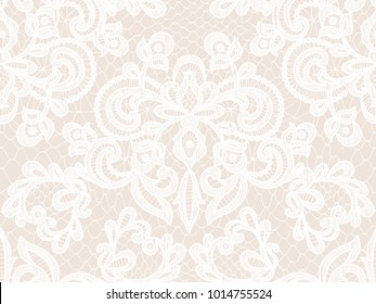 Seamless beige lace background with floral pattern