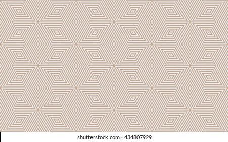Seamless beige op art isometric stellar geometric pattern vector