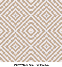 Seamless beige op art pixel striped diagonal squares pattern vector