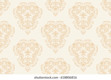 Seamless beige ornament on background. Wallpaper pattern