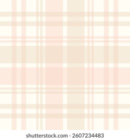 Seamless beige and pastel pink tartan plaid pattern on a white background. Classic Scottish checkered textile for fabric, wrapping paper, scrapbooking, and digital backgrounds.