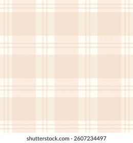 Seamless beige and pastel pink tartan plaid pattern on a white background. Classic Scottish checkered textile for fabric, wrapping paper, scrapbooking, and digital backgrounds.