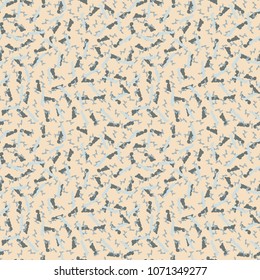 Seamless beige pattern with gray, blue stains. Vector abstract camouflage repeat in urban style. Usable as camo print for clothes or wrapping paper, wallpaper, backdrop, background etc.