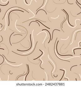 Seamless beige pattern with hand-drawn stripes.