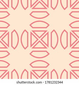 Seamless beige and pink pattern. Geometric shapes mix background. Vector illustration