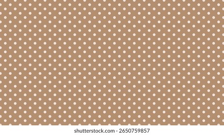 Padrão de bolinhas beges com círculos brancos. Fundo de vetor bonito e retro para scrapbooking, impressões de tecido, desenhos de chá de bebê, envoltório de presente e projetos de papel digital.