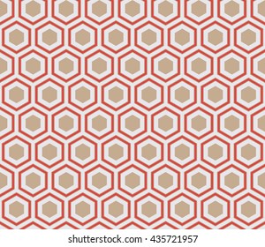 Seamless beige and red honeycomb pattern vector