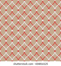 Seamless beige and red overlaying rounded zigzag pattern vector