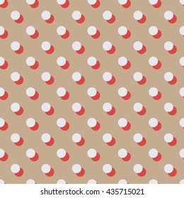 Seamless beige and red polka dot with offset shadow pattern vector