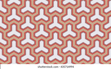 Seamless beige and red trilateral blend op art pattern vector