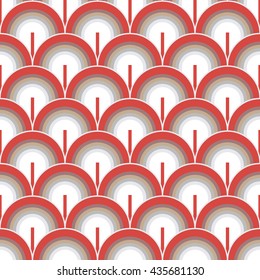 Seamless beige and red vintage waves blend pattern vector