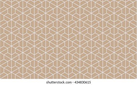 Seamless beige trilateral outline isometric hexagonal pattern vector