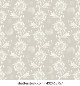 Fondo vectorial floral de color beige y blanco inmaculado. Plantilla de papel de envoltura floral sin inconvenientes o fondo del sitio web sin inconvenientes.