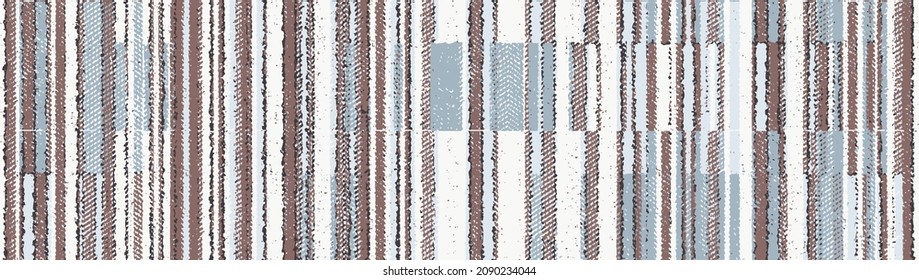 Seamless beige white tweed
 farmhouse style stripes texture. Woven linen cloth pattern background. Line striped closeup weave fabric for kitchen towel material. Pinstripe fiber jacket, bag table cloth