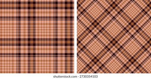 Padrão de verificação de cor bege, marrom sem costura.Padrão de repetição xadrez.Design xadrez para impressões.Tecido tartã repetido. Vetor tecido escocês.Ekose textura.Madras flanela.Linha do verificador.Stripe gingham.
