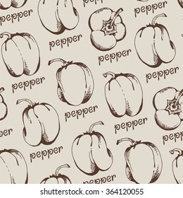 Seamless bell peppers pattern in vintage style