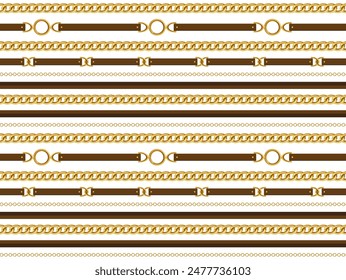 Seamless belt and chain pattern. Design for fabric, wallpaper, wrapping, background.	