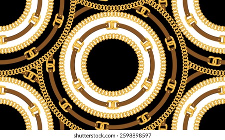 Seamless belt and chain pattern. Textile print pattern.