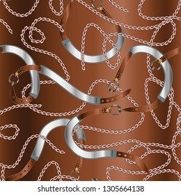 seamless belt golden chain pattern