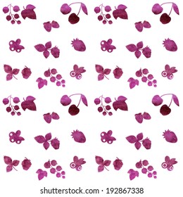 Seamless berries background or pattern. Vector. 